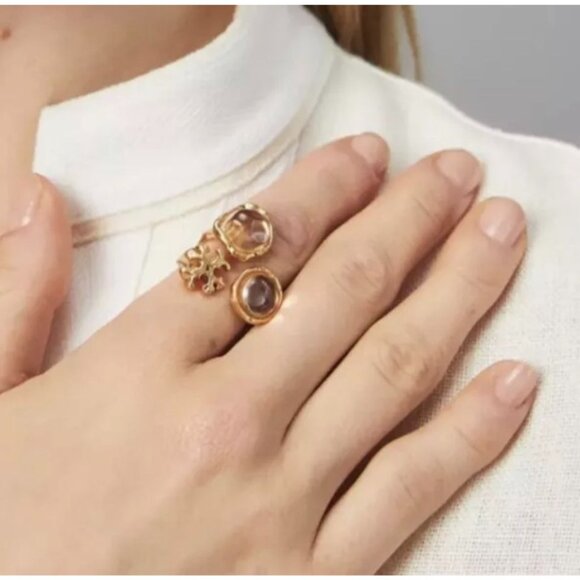 Stunning Authentic Tory Burch Roxanne Adjustable Statement Ring - SIZE 7 - Picture 3 of 5
